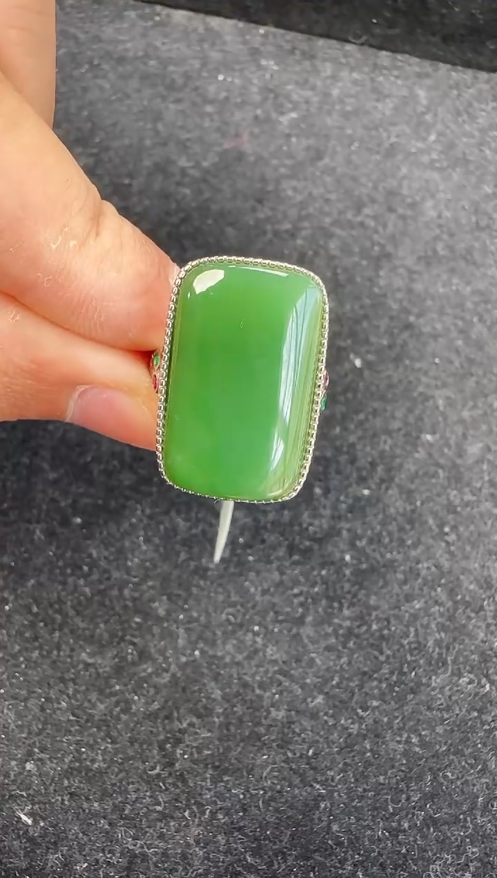 银S925镶嵌戒指和田玉戒指