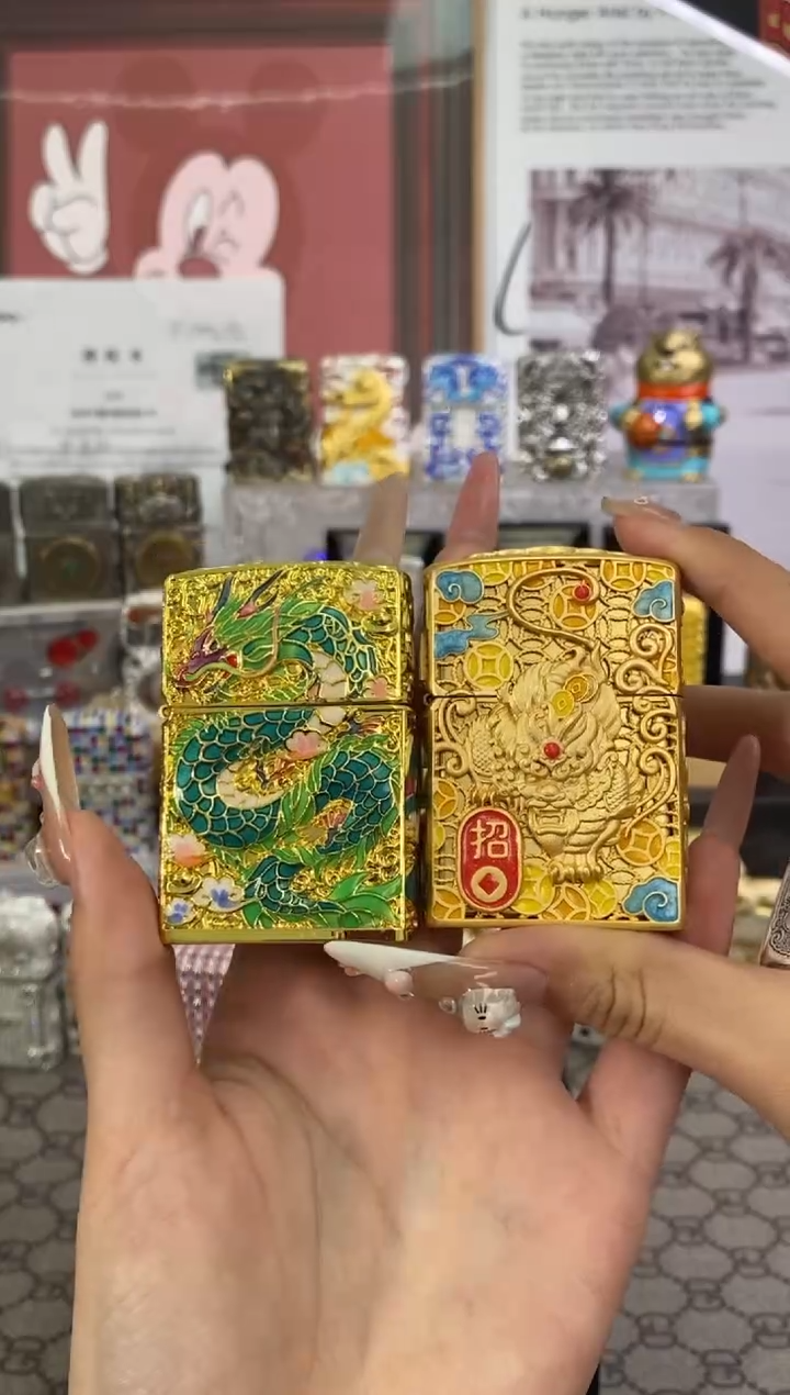 镜面五彩神龙+八方貔貅