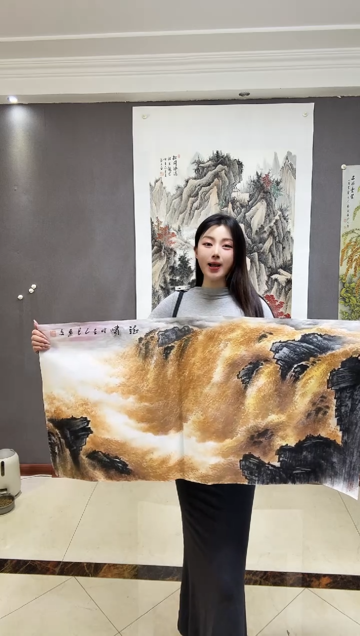 国画手绘国画《龙啸》