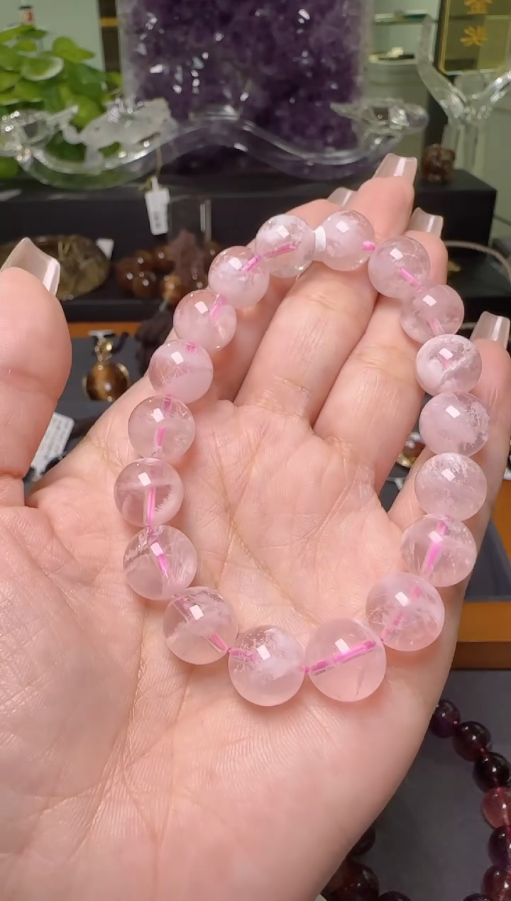 【闪购商品】水晶手串未镶嵌粉幽灵手串11m+ X37931