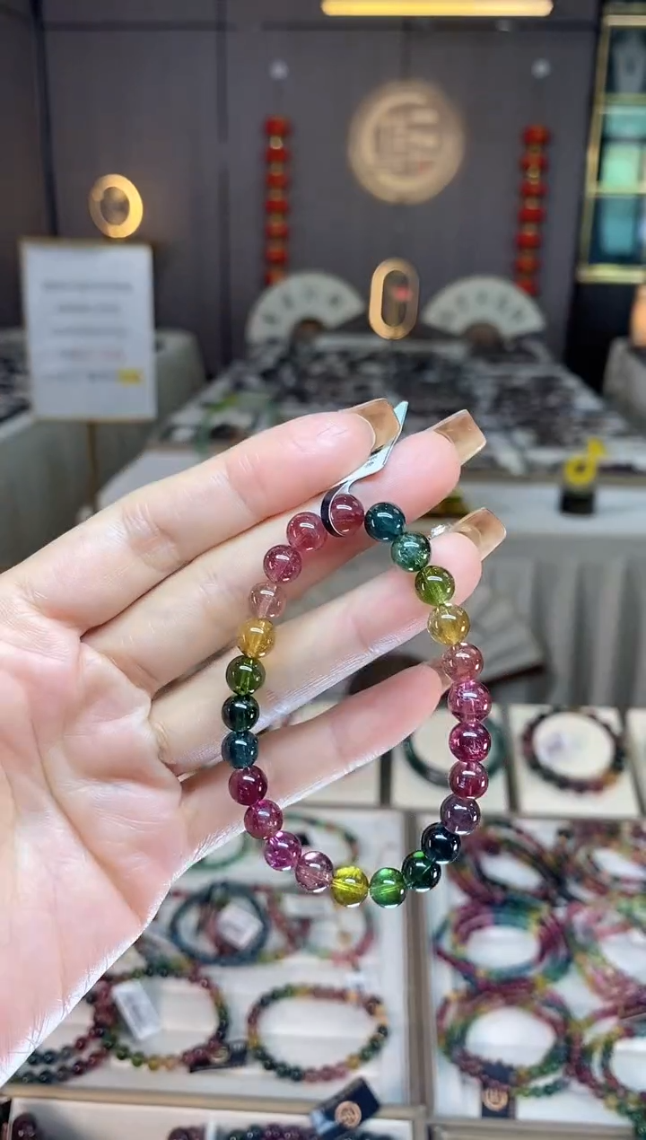 未镶嵌老矿碧玺单圈手串7mm+碧玺dan多样性发货一条