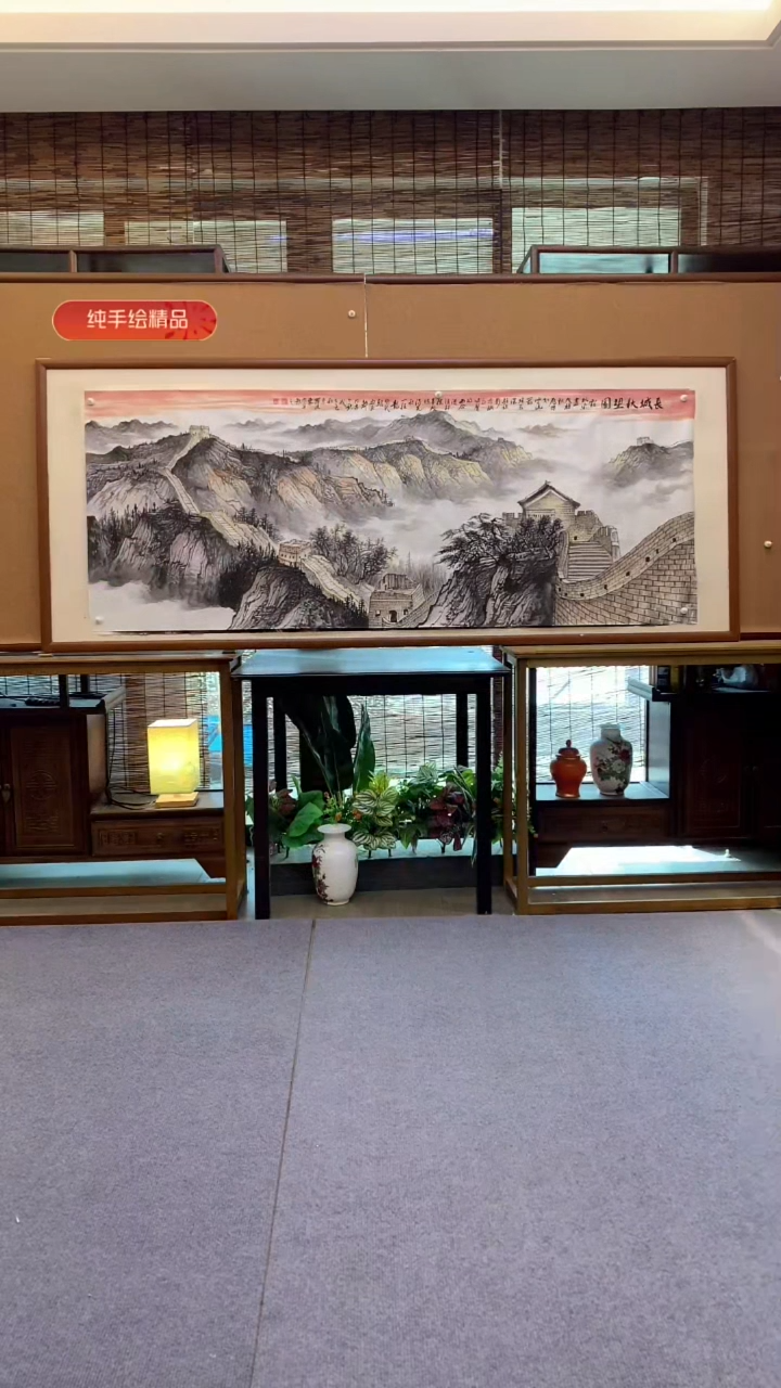 国画小六尺纯实木纯手绘带框装裱205*85cm