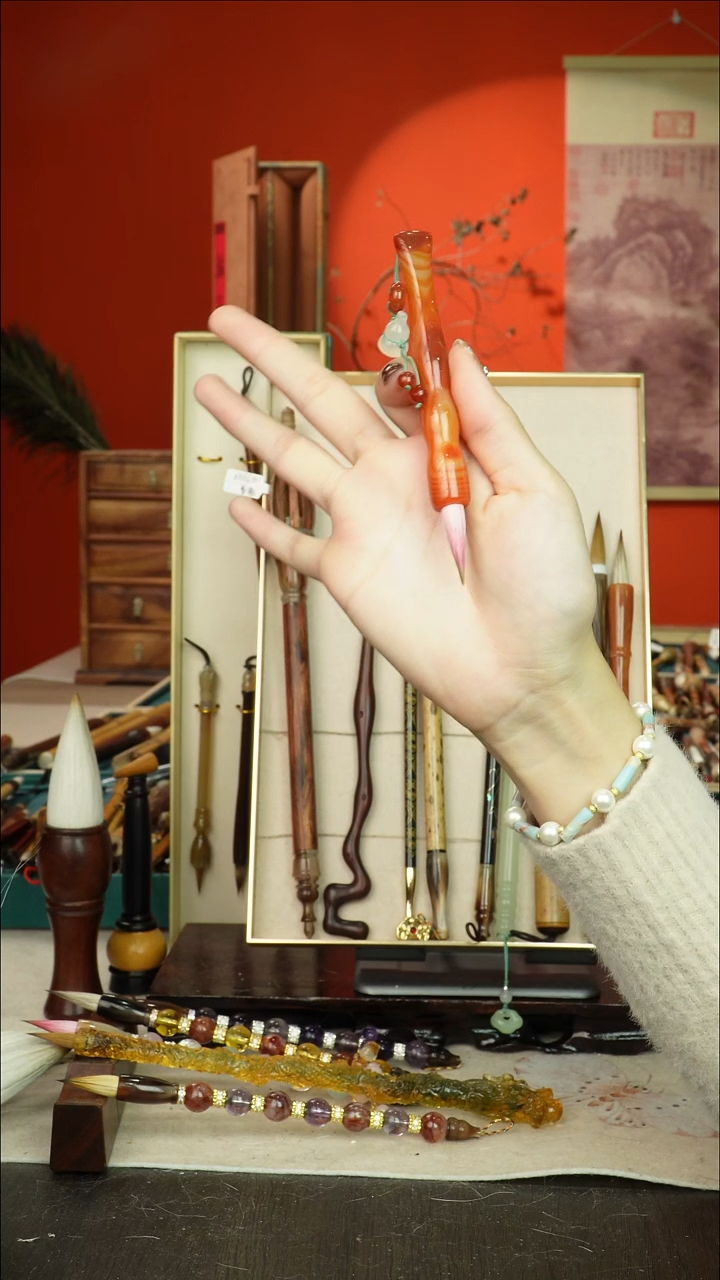 182号闪孤品高货毛笔链接 清水试笔 蘸墨不退