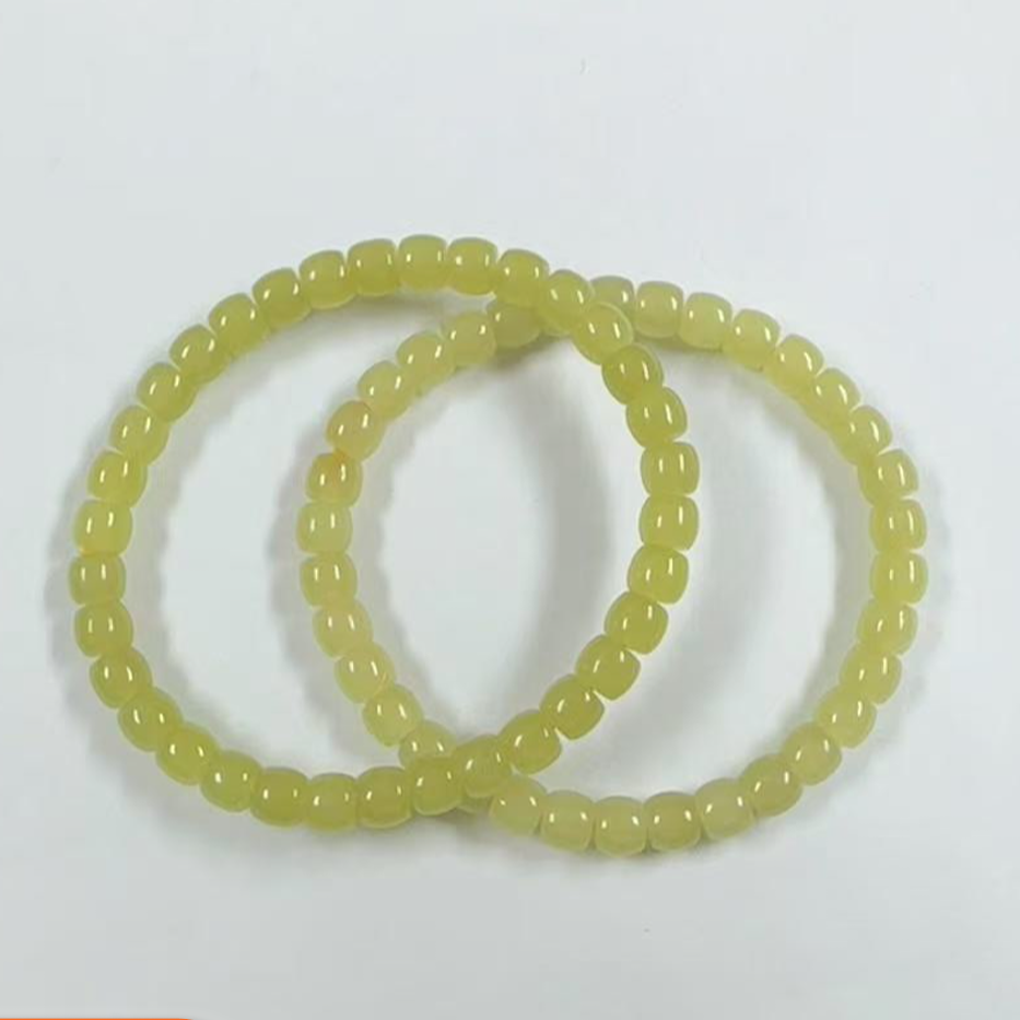 【嘉玉隆珠宝】天然和田玉黄口手串6mm左右多样性发货仅一条