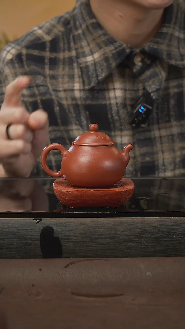 茶壶紫砂潘壶，朱泥，100cc