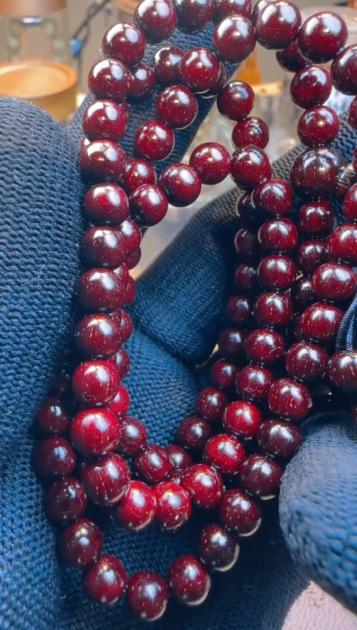 木450小叶紫檀鸡血红泥料多圈6mm多星多样性发其一