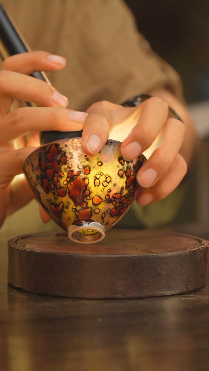 杯145柴房陶瓷柴烧斗笠杯