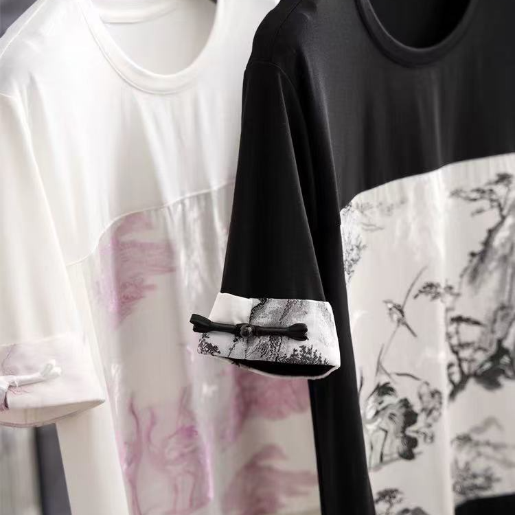 D31476南油爆款气质显瘦国风短袖上衣