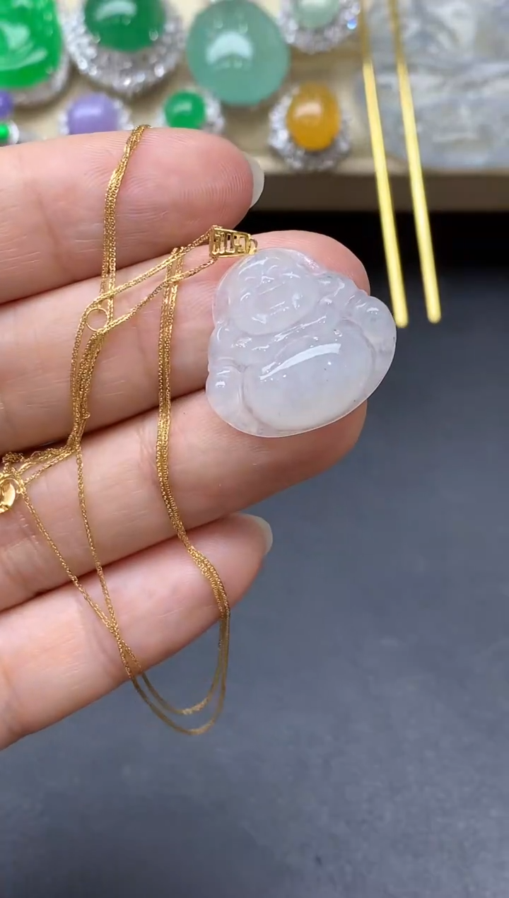 翡翠18K金镶嵌颈饰145-中国好珍宝