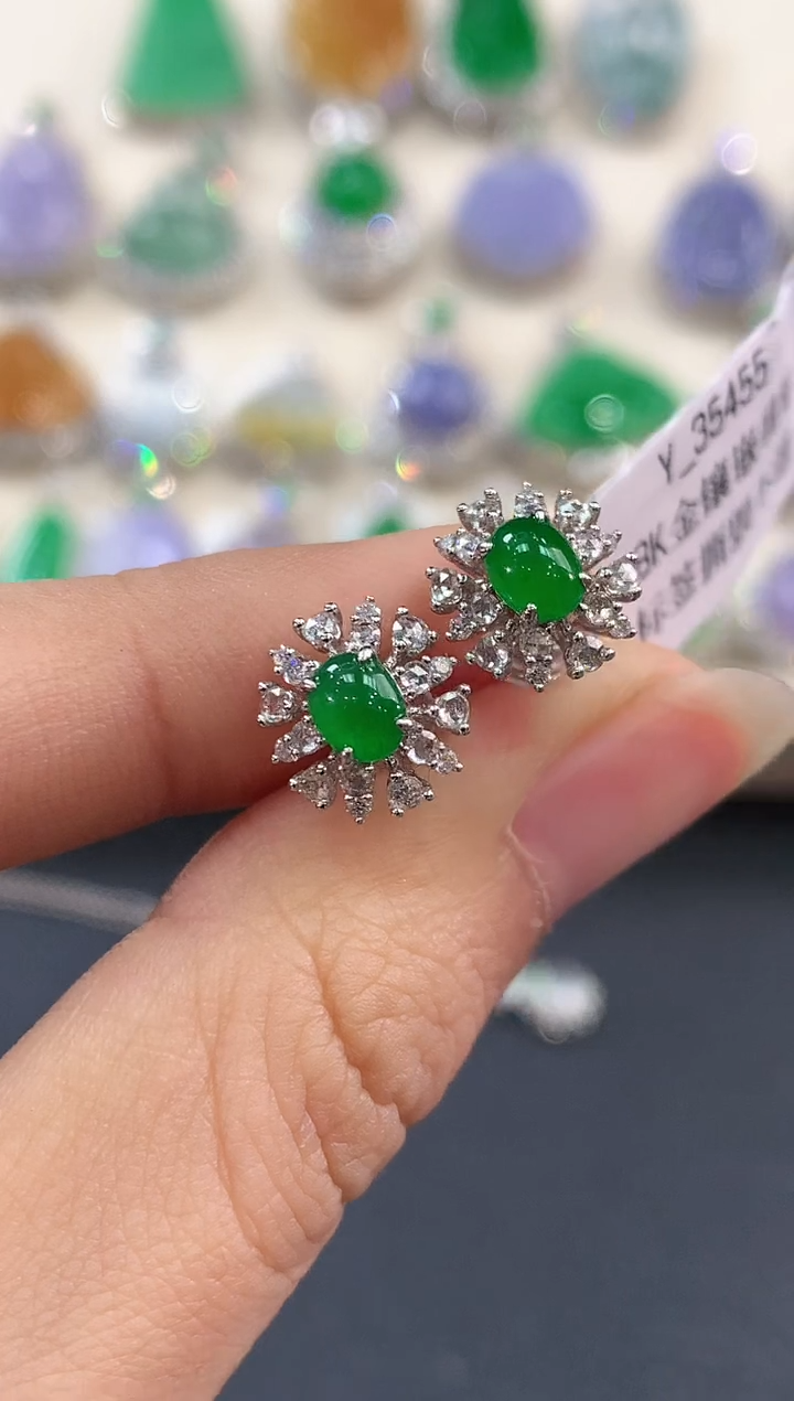 【闪购商品】翡翠耳饰18K金镶嵌B200
