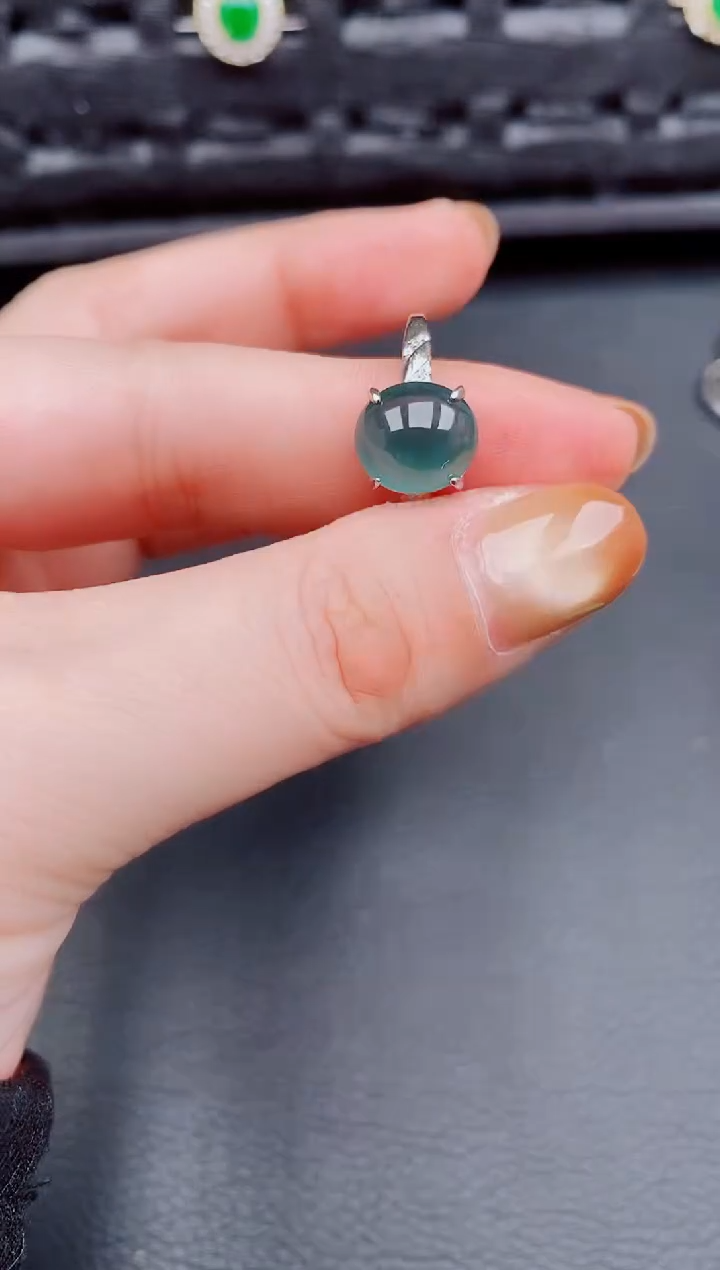 【闪购商品】翡翠戒指银S925镶嵌天然a货翡翠221