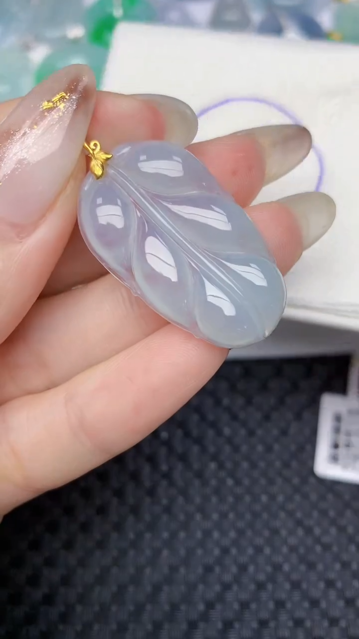 颈饰18K金镶嵌翡翠天然缅甸翡翠a货百元以上9元证书费自理