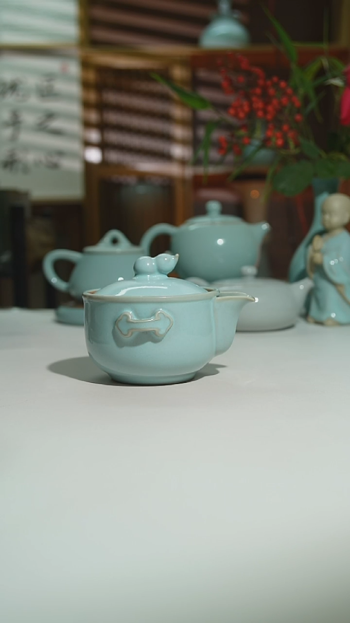 珑匠天青葫芦手抓壶二级安全包装