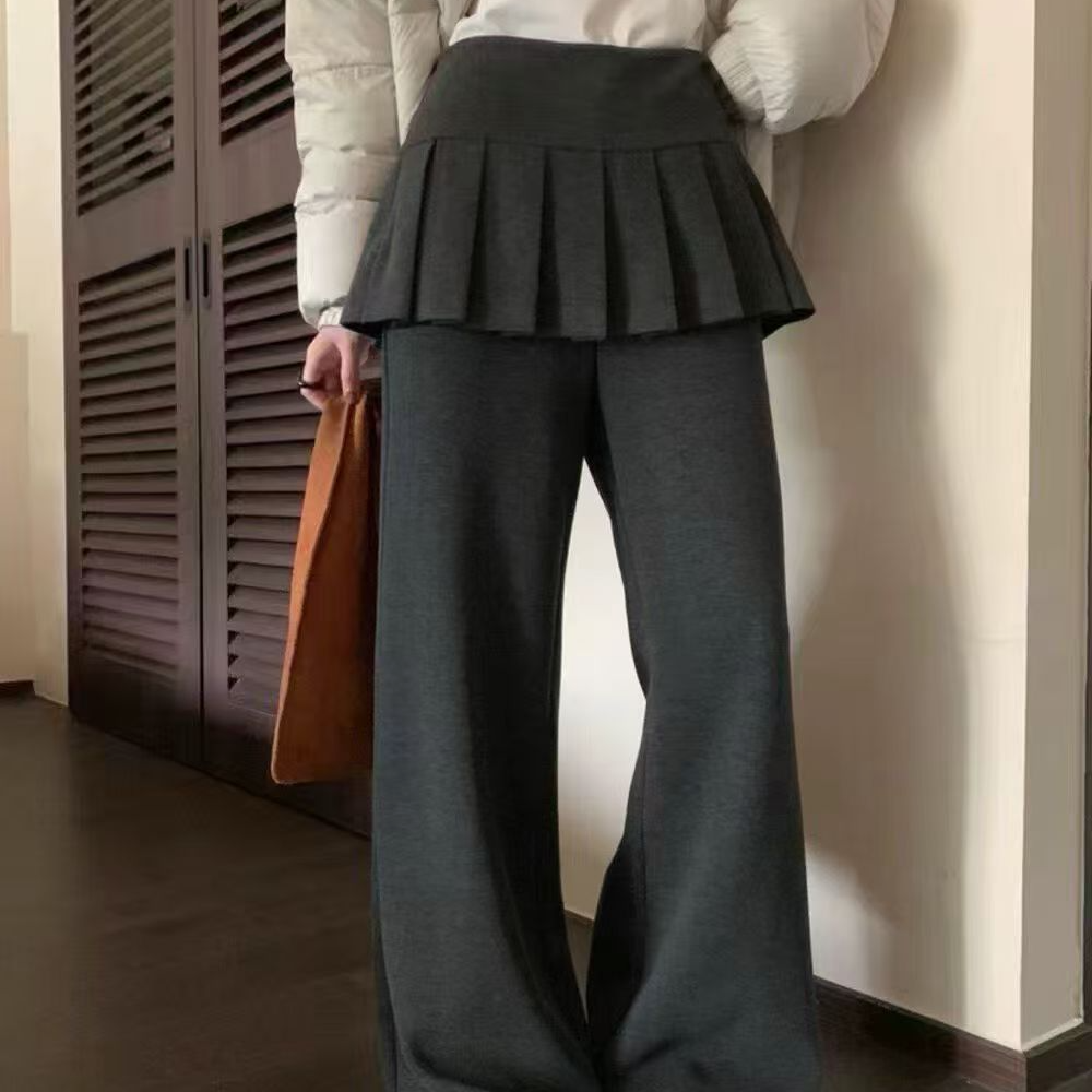 (韩女裤王3.0)2025秋冬新款韩系宽松慵懒风高腰显瘦垂坠感长裤女