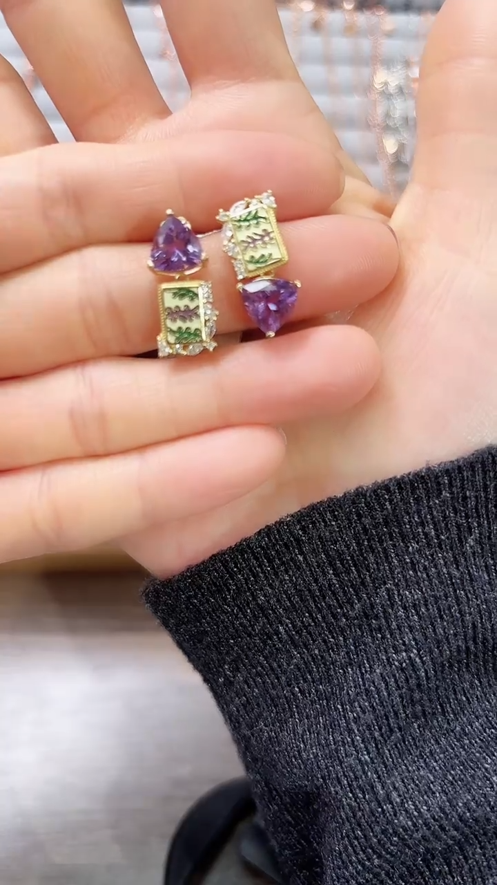 【闪购商品】水晶耳饰银S925镶嵌09天然宝石