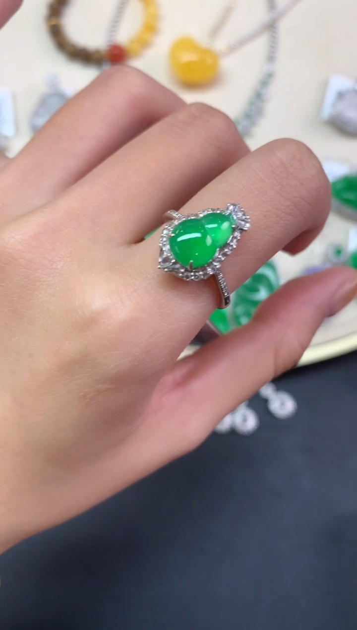 【闪购商品】翡翠戒指18K金镶嵌戒指A530|9800