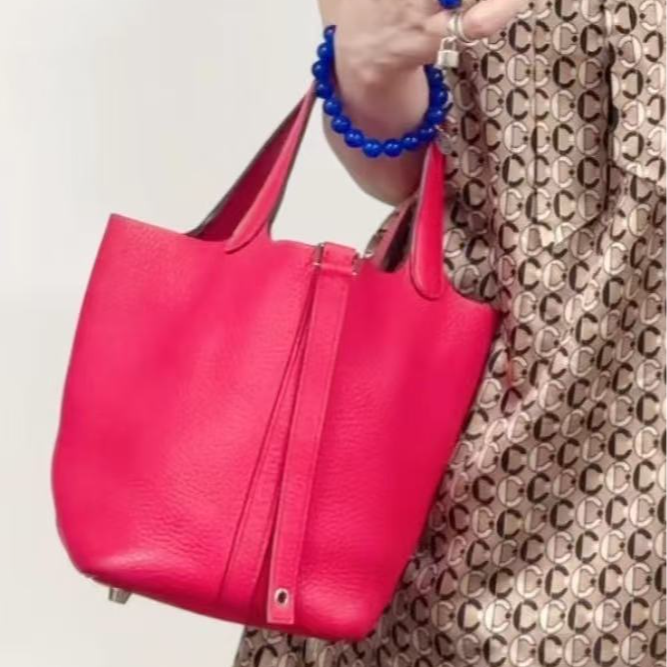 99新 Hermes/爱马仕 菜篮子18 极致粉 tc皮 U刻