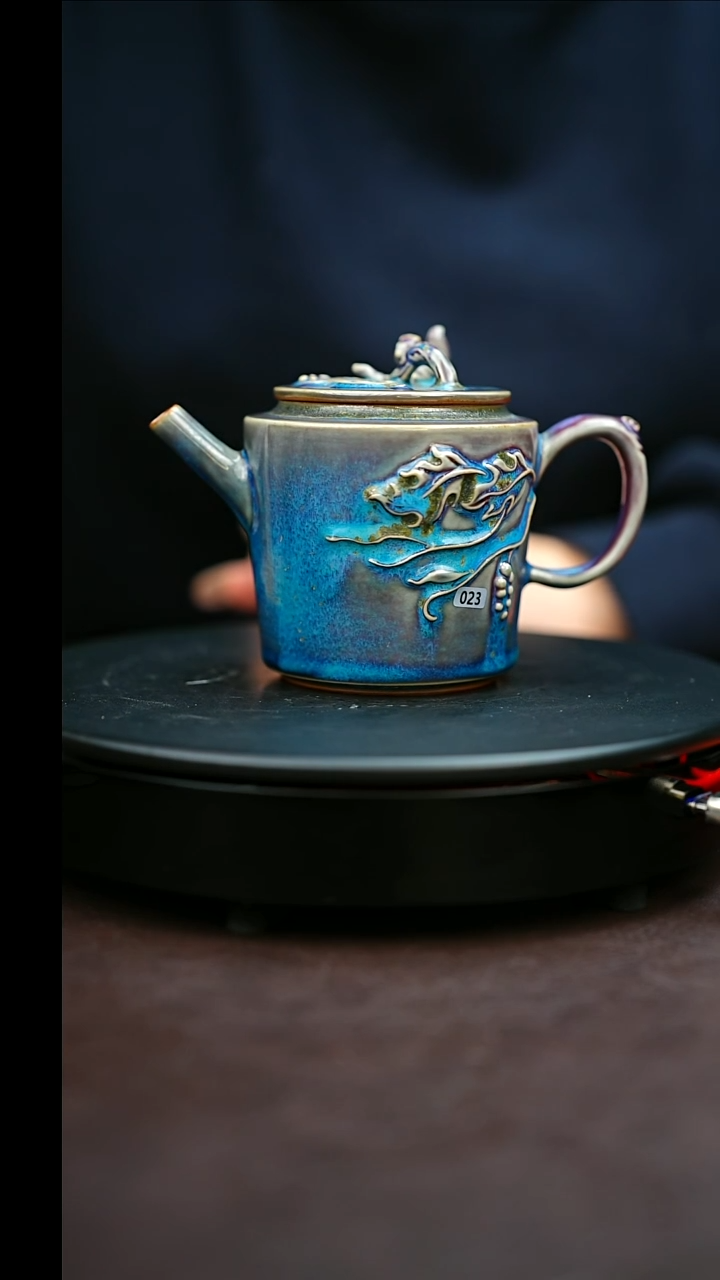 023#原矿钧瓷炉钧釉送福壶