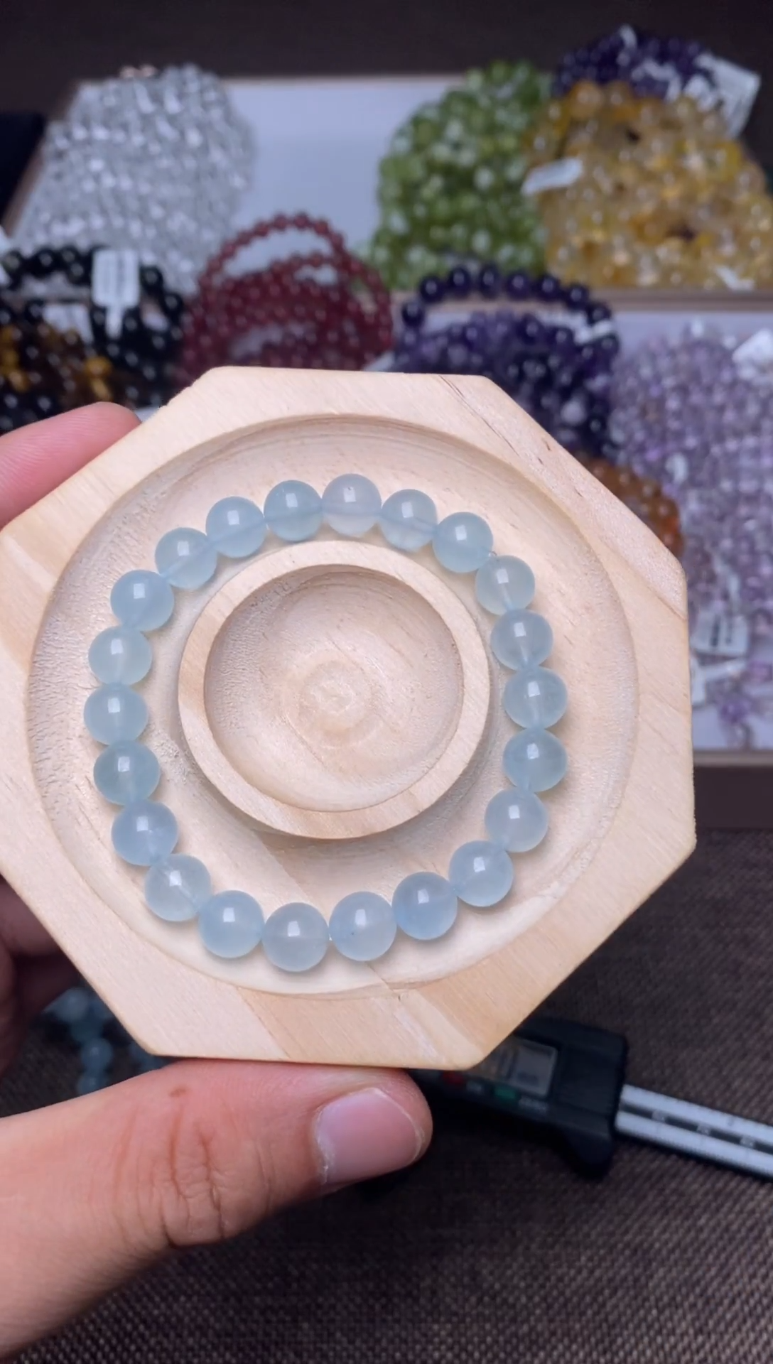 水晶手链未镶嵌海蓝宝8MM