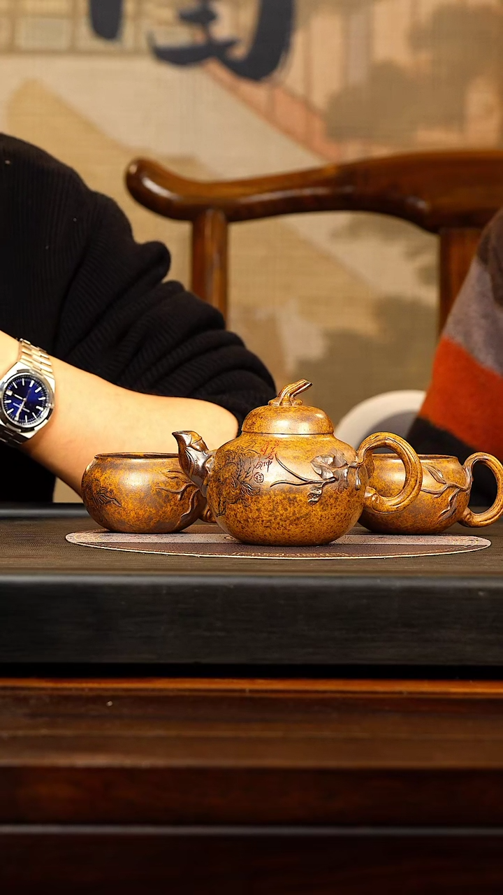 【闪购商品】紫砂茶壶LBS 囊闭烧 皎月银藤套组 220cc