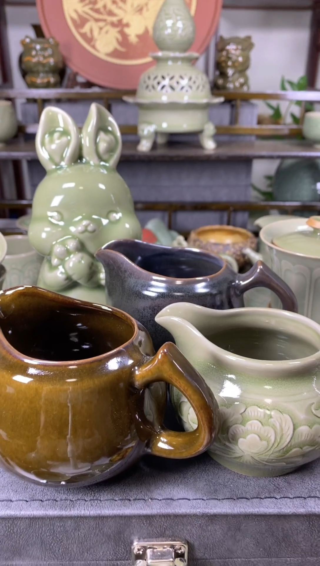 偶*桃顶公道+茶叶末釉【窑变】公道+紫金釉【窑变】公道