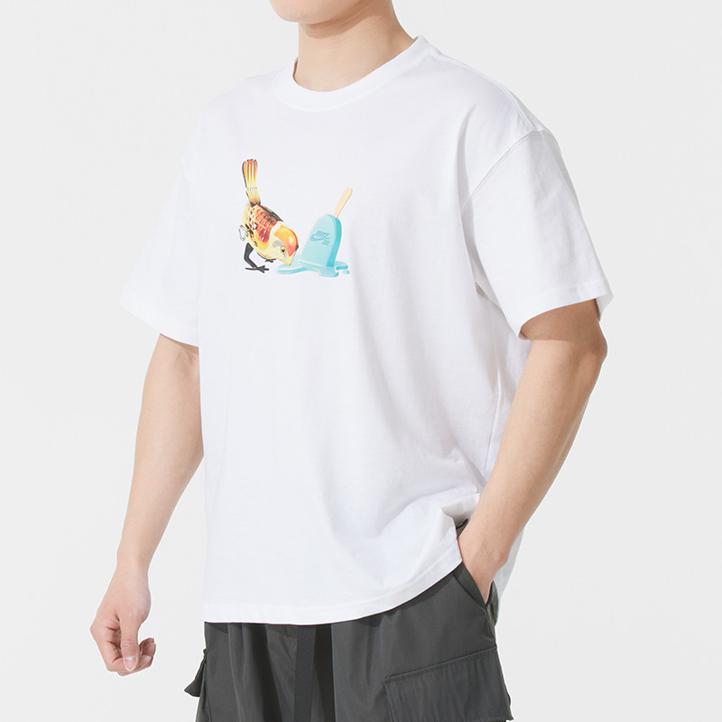 Nike耐克短袖男2025夏季新款休闲运动服白色印花半袖T恤HJ0819