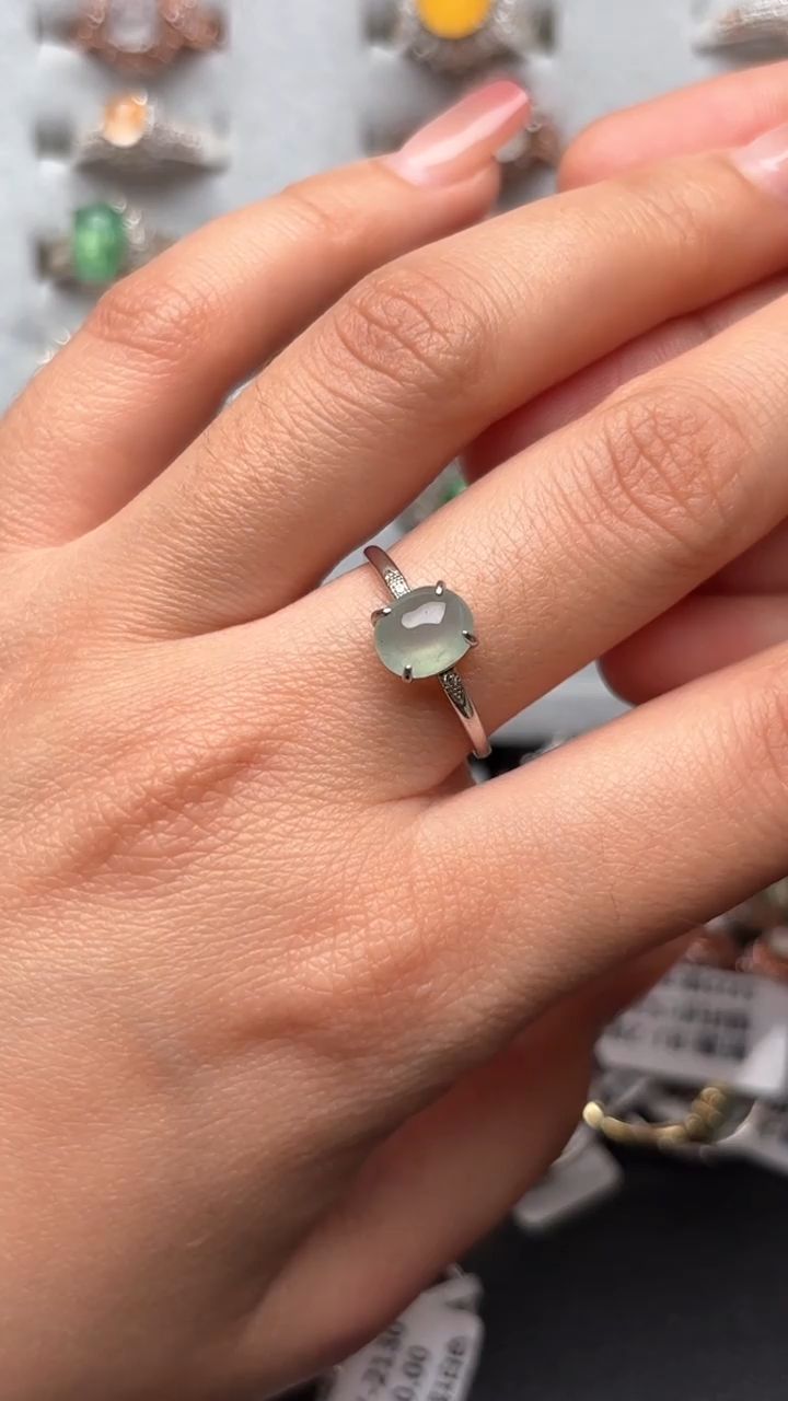 【闪购商品】翡翠戒指银S925镶嵌缅甸A货翡翠精品