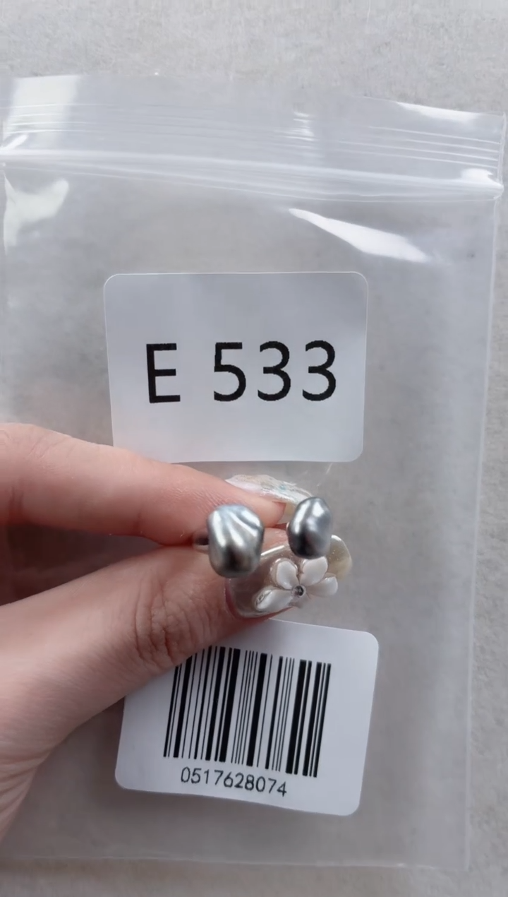 银S925镶嵌戒指海水珍珠E533