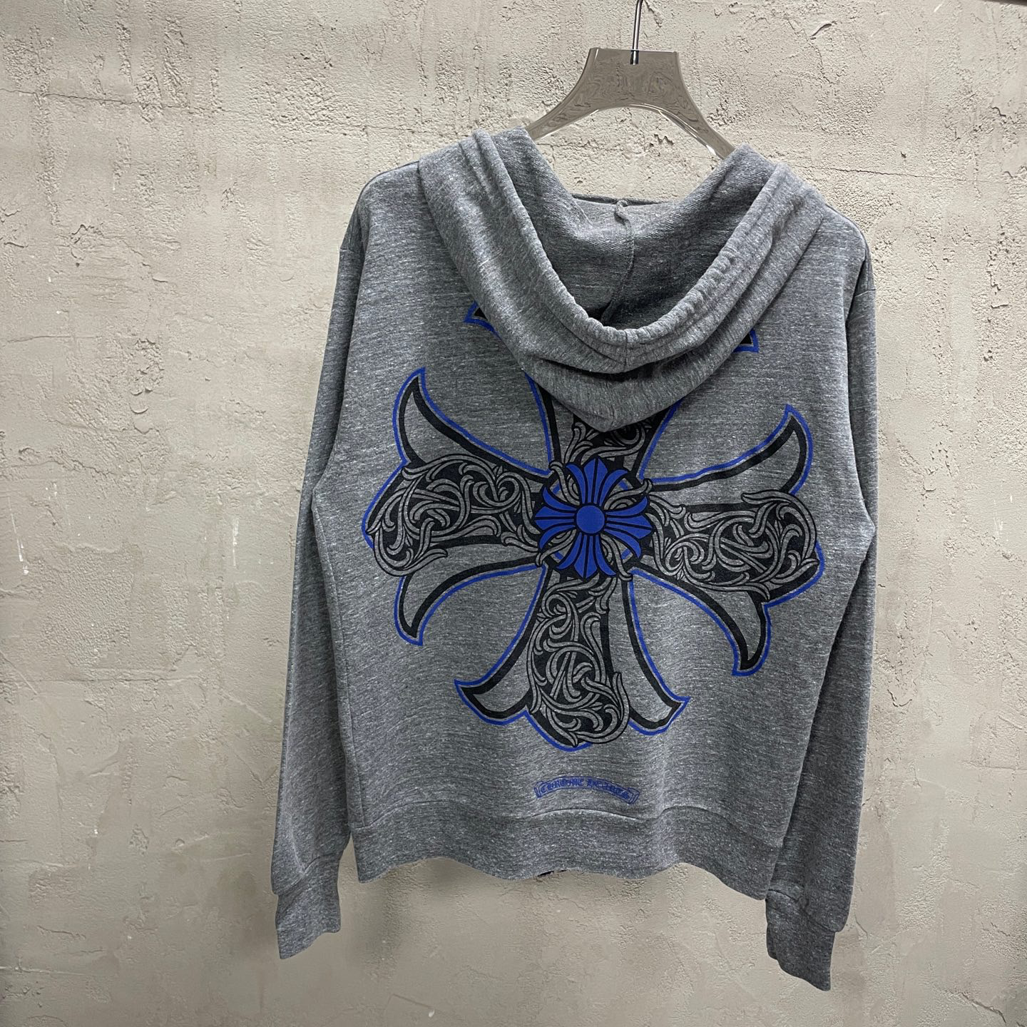 未使用 Chrome Hearts/克罗心 灰色蓝马蹄藤蔓十字花银扣拉链外套