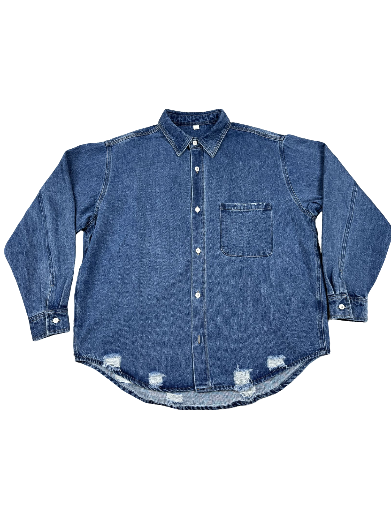 日系水洗破坏牛仔衬衫休闲长袖复古韩版衬衣