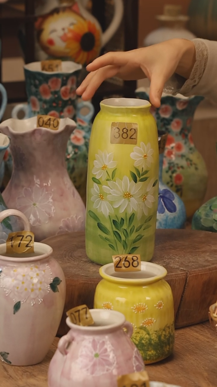 陶瓷景德镇设计师手作花器摆件侘寂风@M382@