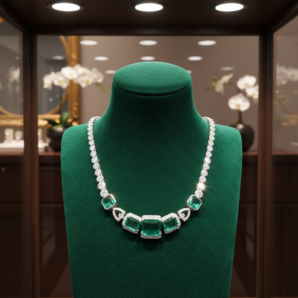 培育祖母绿YX-典藏-尊享高奢-木佐祖母绿-豪镶注厚金项链y076