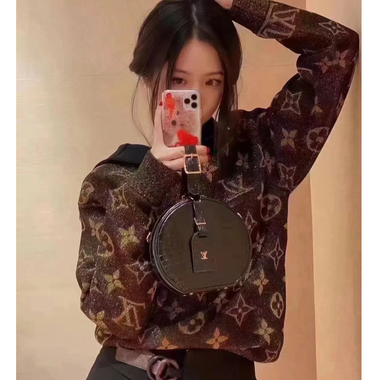 未使用 LouisVuitton/路易威登 满印长袖上装 黑金/M