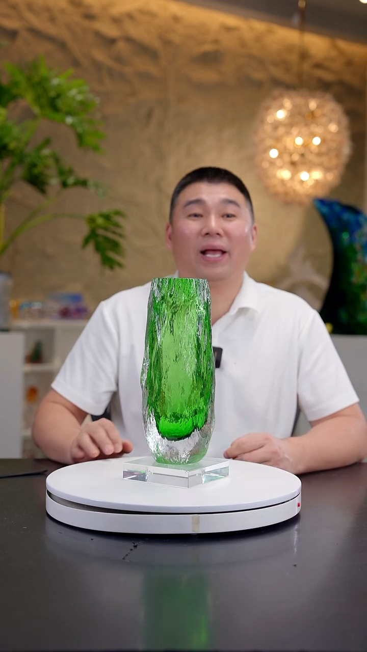 手工艺品琉璃祖母绿树干纹花器