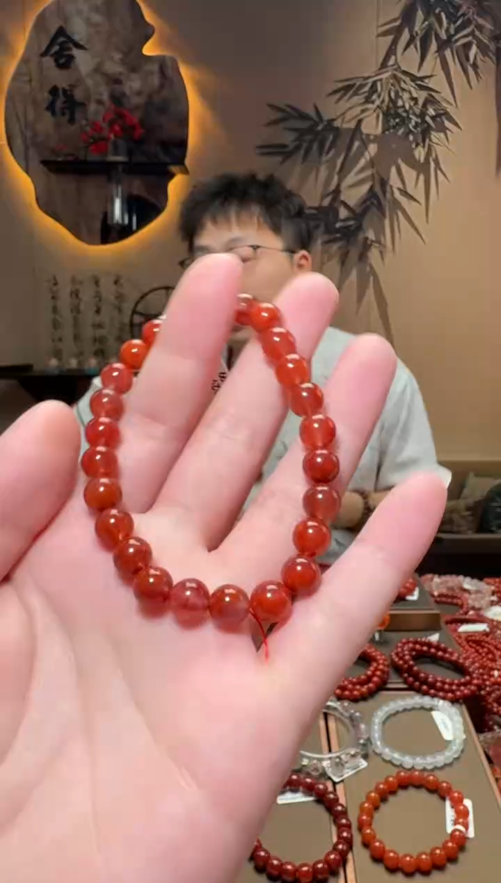 未镶嵌原矿手串南红玛瑙一条7mm+ 多样性发货