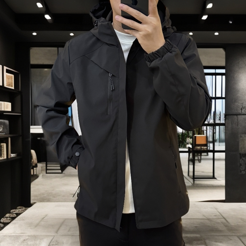 25355男士连帽户外穿搭拉链纯色秋冬商务户外加厚