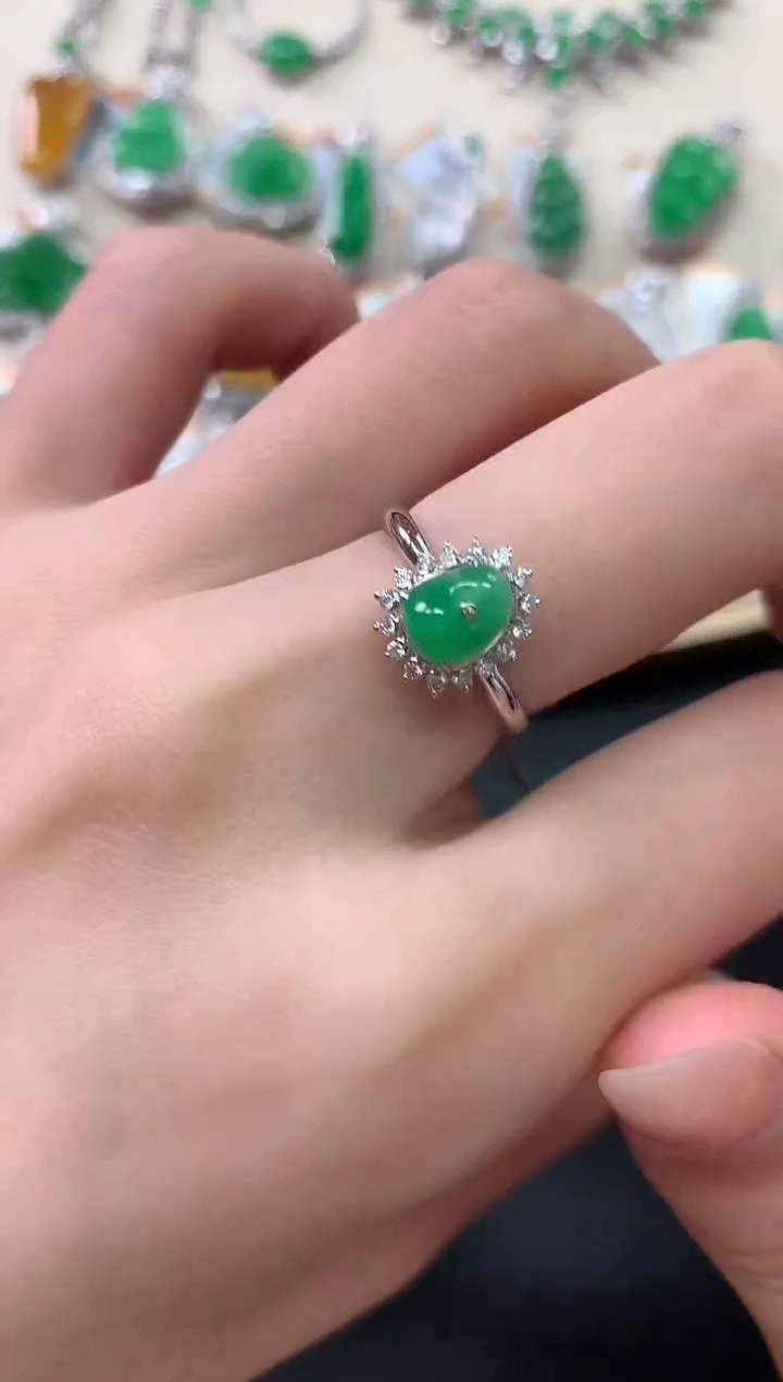 翡翠戒指18K金镶嵌X47|6800