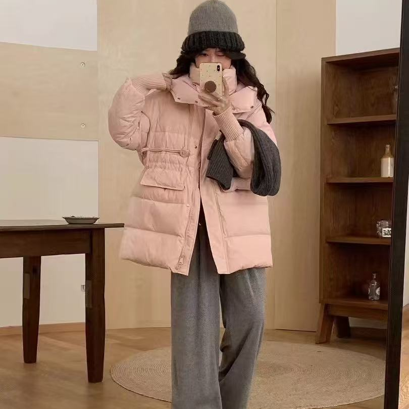 订制中长款女韩版时尚羽绒服白鸭绒收腰羽绒衣保暖