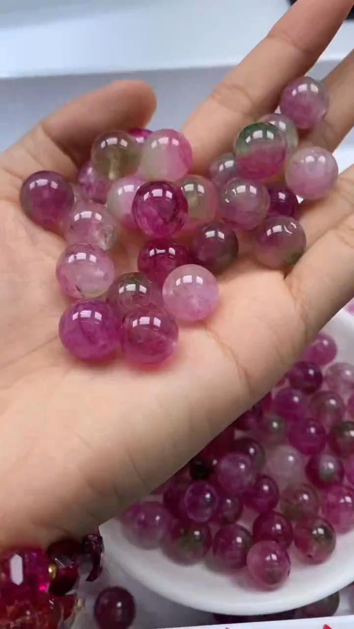 颈饰未镶嵌水晶W2989-西瓜碧玺12mm*6颗