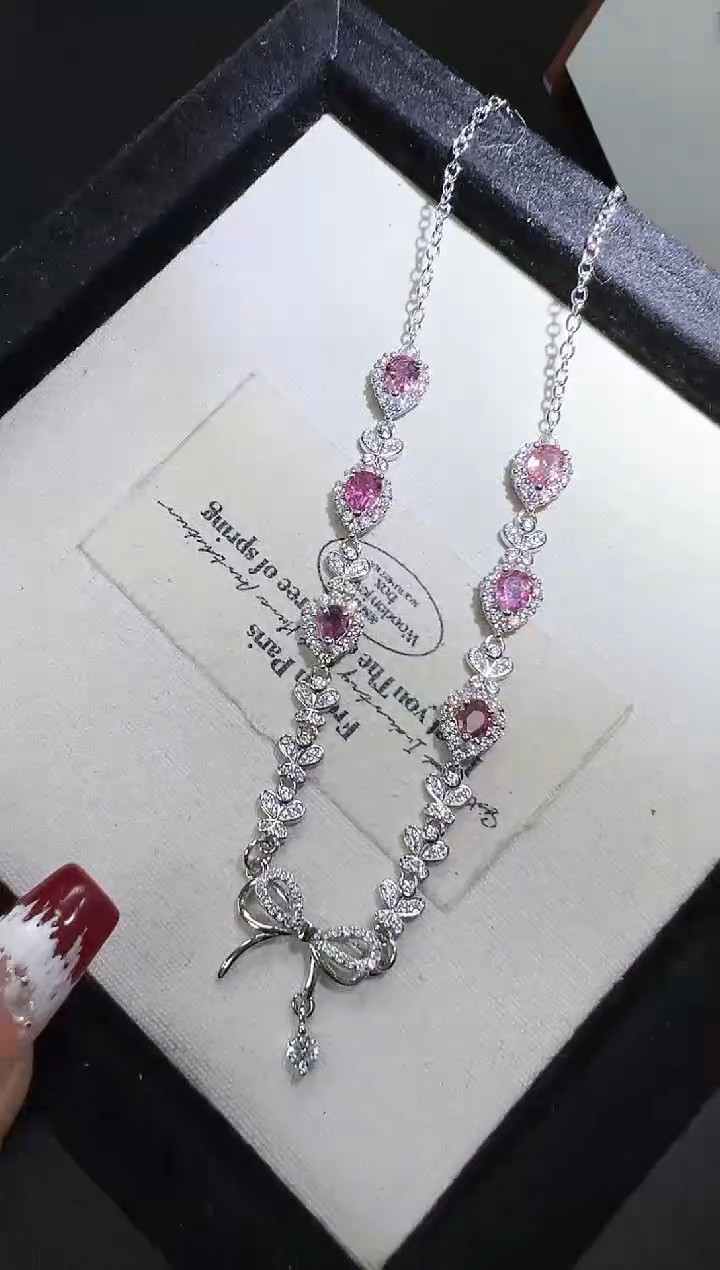 【闪购商品】碧玺套链银S925镶嵌79c多样性发其一/1套