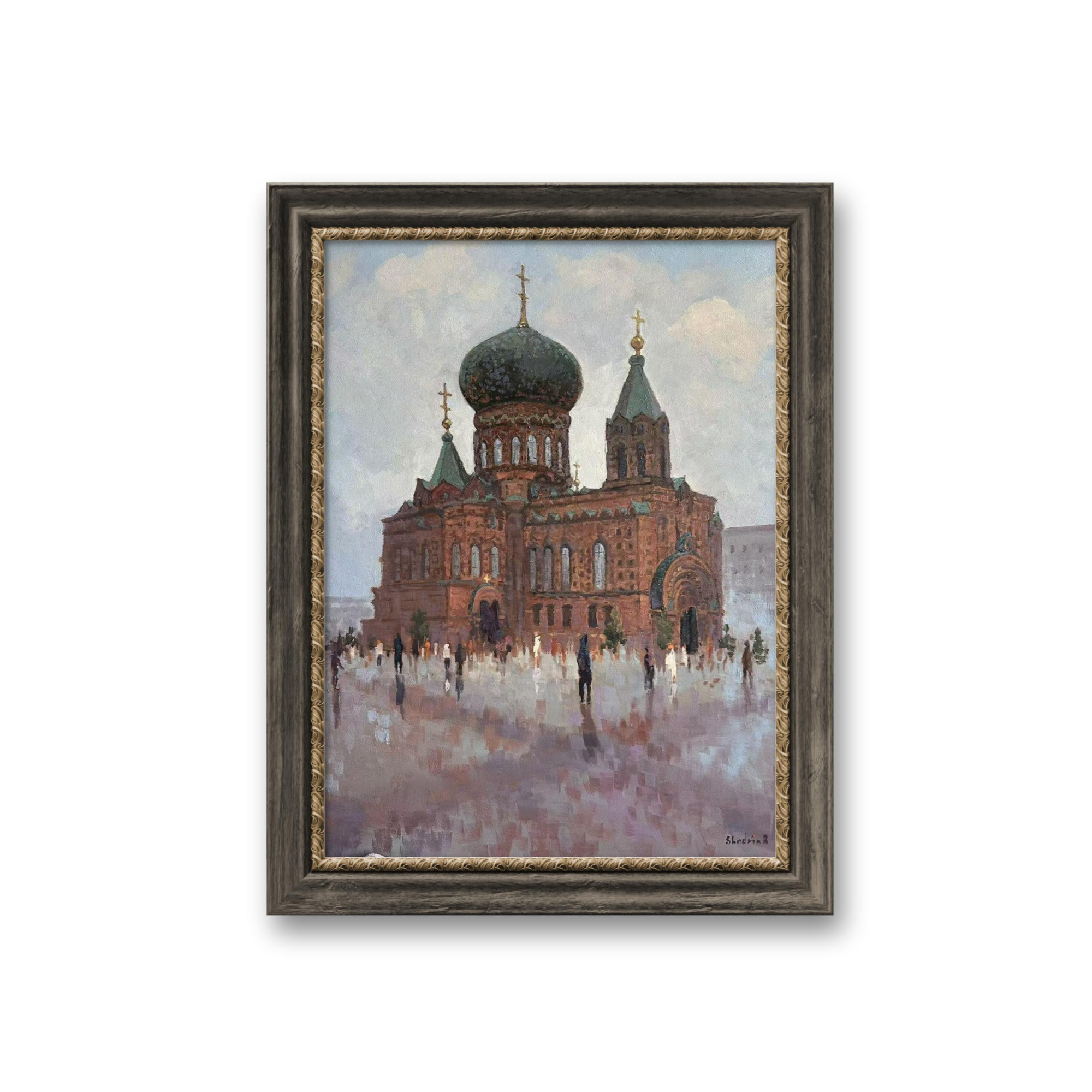 俄罗斯原创手绘油画《索菲亚教堂》60*80cm 2024年书房卧室客厅