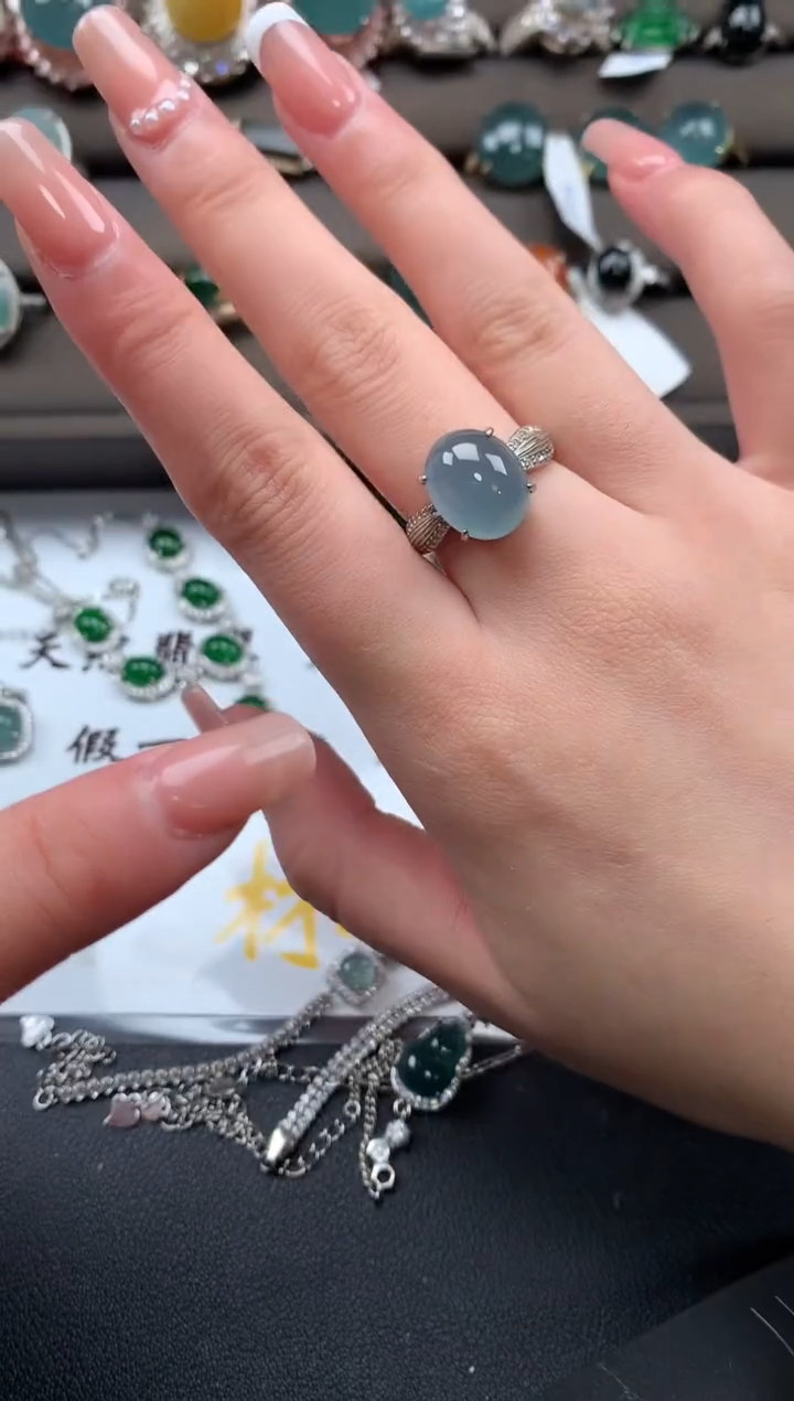 【闪购商品】翡翠戒指银S925镶嵌5214