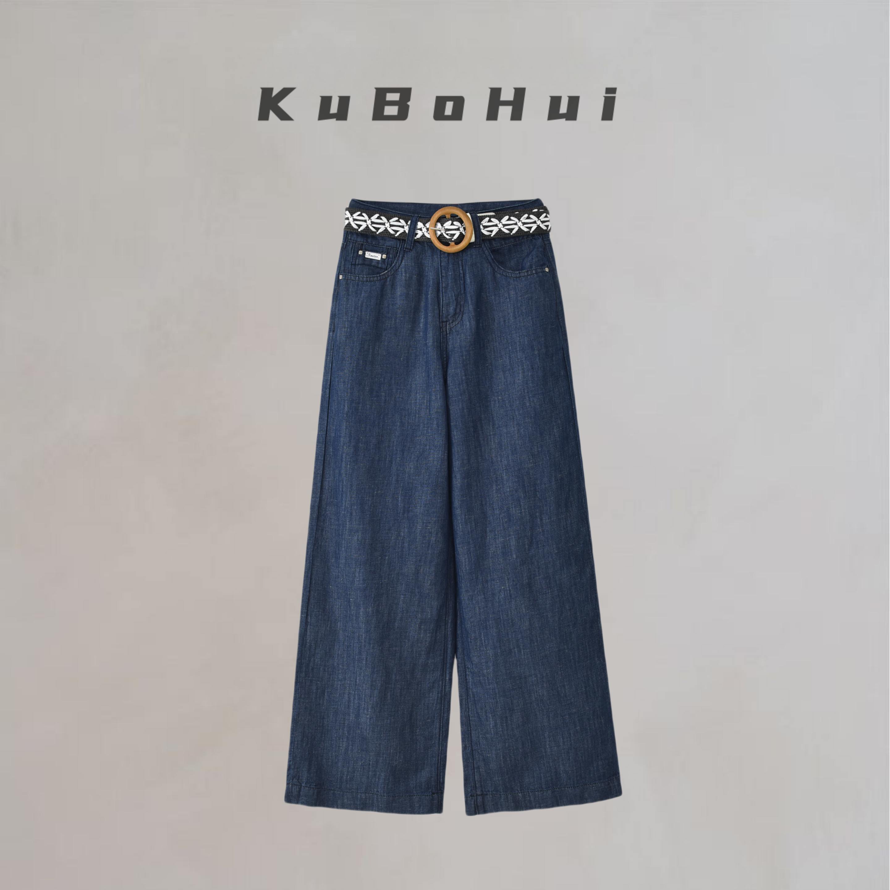 【裤博汇】66960高端汉麻牛仔新贵老钱风丹宁色垂感软糯高腰阔腿裤