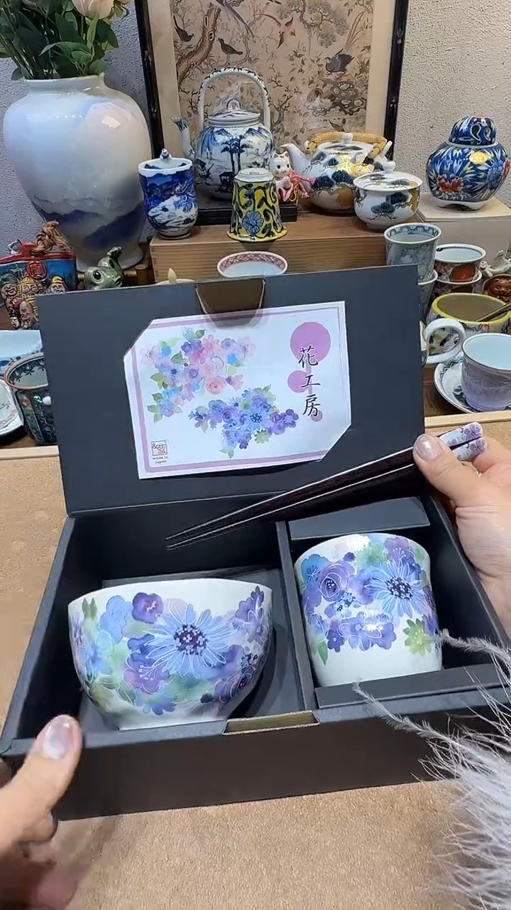瓷片茉莉甄选禾蓝套碗（紫）
