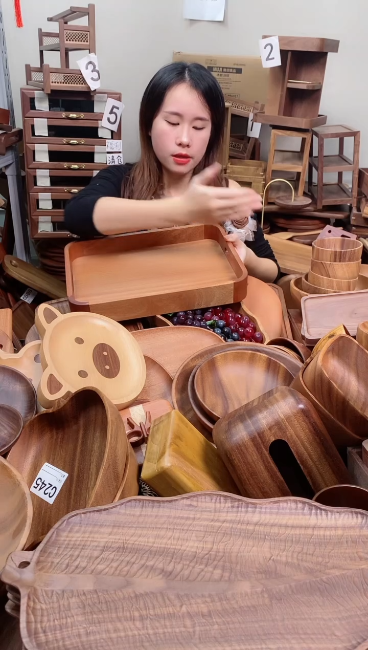 木  乌檀木圆角托盘36*26*5cm 