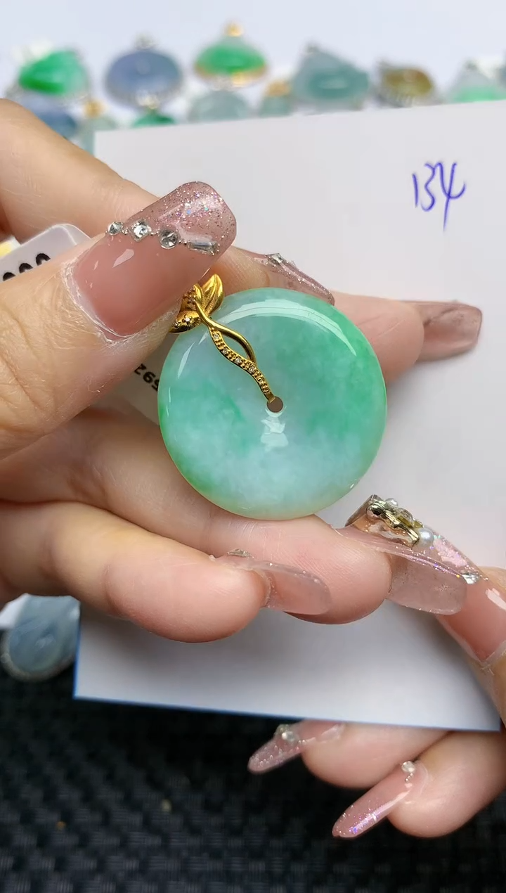 【闪购商品】翡翠颈饰18K金镶嵌天然A货翡翠 134