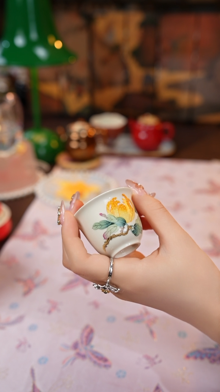 【闪购商品】景德镇手工手绘雅圣粉彩佛手岩茶一口杯