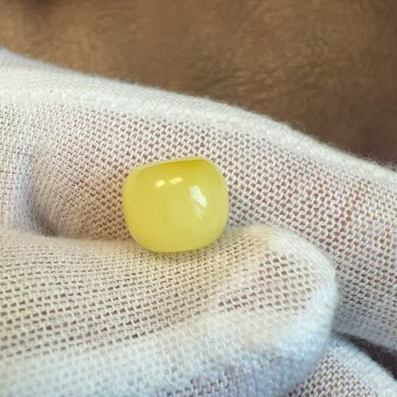 D0237天然原矿蜜蜡老型珠桶珠墩子单珠配饰