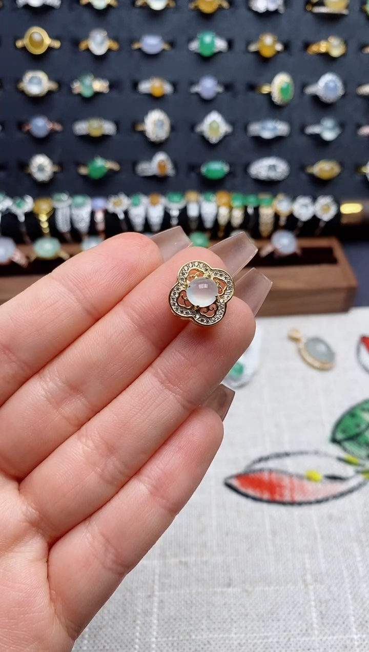 银S925镶嵌戒指翡翠.