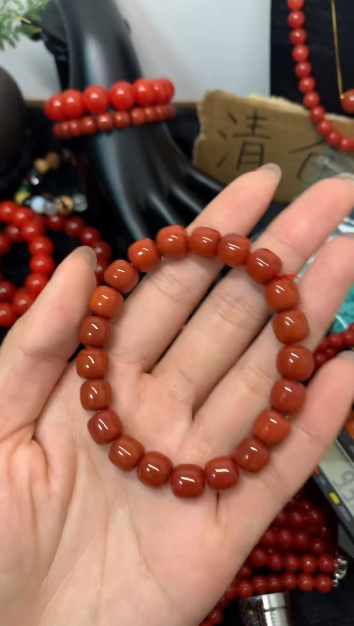 未镶嵌南红玛瑙手链南红手串满色满肉老型珠手串
